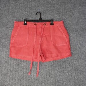 C&C California Linen Shorts Womens XL Coral Pink Drawstring Beach Casual